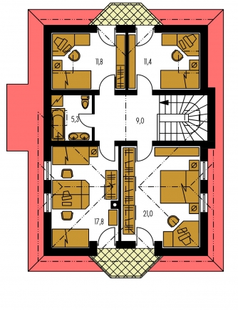 Image miroir | Plan de sol du premier étage - ELEGANT 116